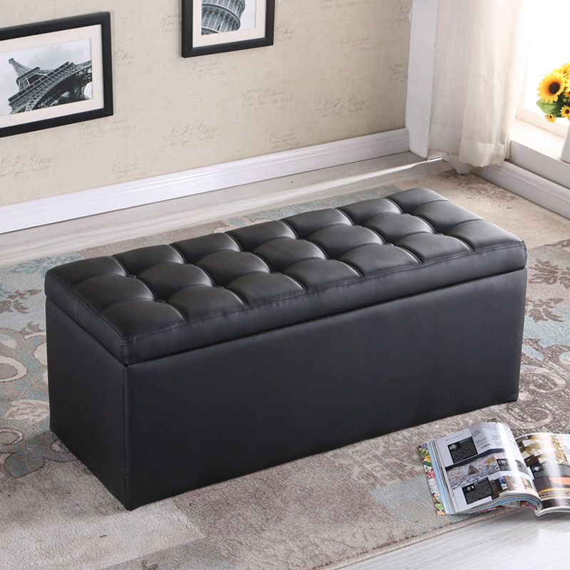 Sofa stool change shoe stool shoe leather household clothing store bed end multi-functional storage rectangular storage artifact