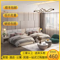Hotel furniture standard room full set of hotel special bed custom TV cabinet homestay master bedroom apartment single double room bed
