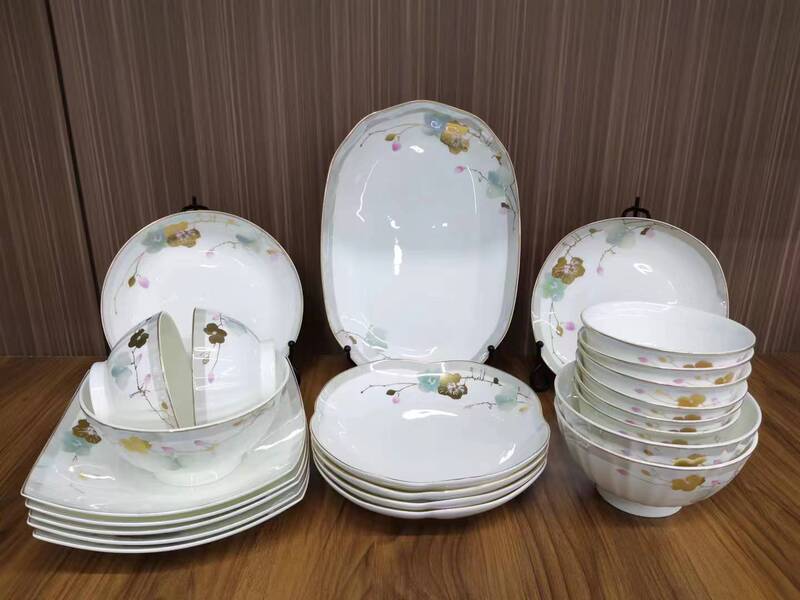 Porcelain Beard Pattern Bowl and Plate Household Set, Queen Orchid Bone China Tableware, Plates and Bowls, 4.5inch-8inch Bowls Porcelain Beard Pattern Bowl and Plate Household Set, Queen Orchid Bone China Tableware, Plates and Bowls, 4.5inch-8inch Bowls
