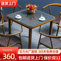 Outdoor woven rattan table and chair courtyard garden leisure milk tea shop outside outdoor terrace wrought iron balcony table and chair combination