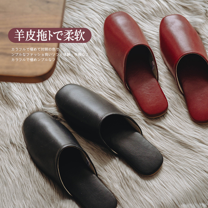 Summer Genuine Leather Slippers for Women 2026 New Model Home Indoor Silent Non-Slip Men's Office Light Luxury High-End Sheepskin