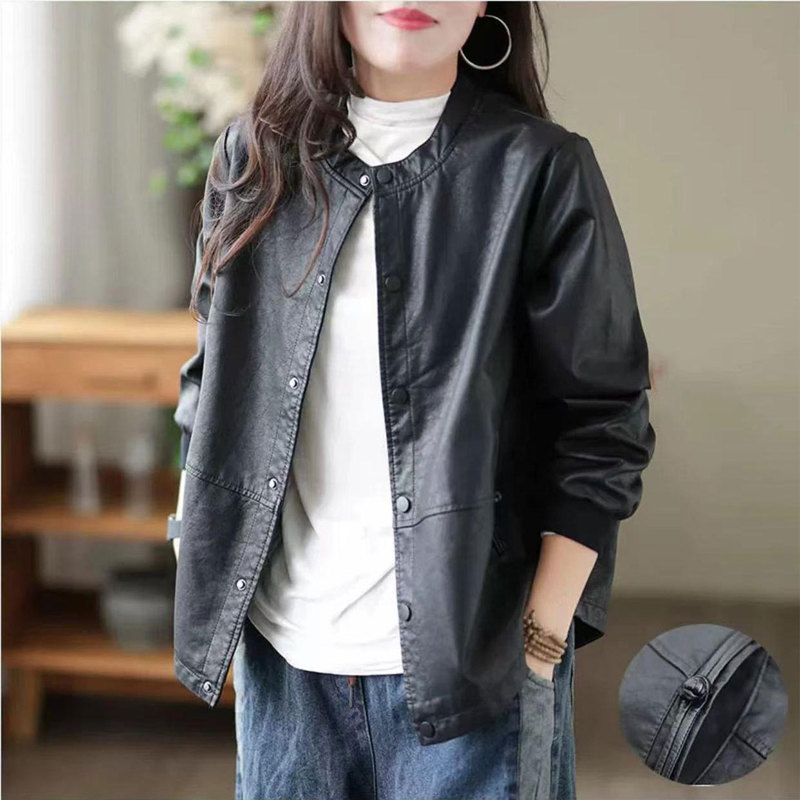 Trendy and Cool Leather Jacket for Women, 2026 Autumn New Style, Loose Fit, Slimming, Versatile, Stylish Mom Jacket Cardigan Trendy and Cool Leather Jacket for Women, 2026 Autumn New Style, Loose Fit, Slimming, Versatile, Stylish Mom Jacket Cardigan