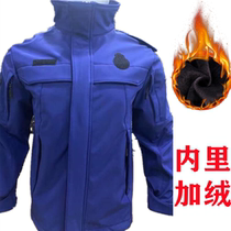 New flame blue fire fleece jacket winter windproof waterproof soft shell warm jacket