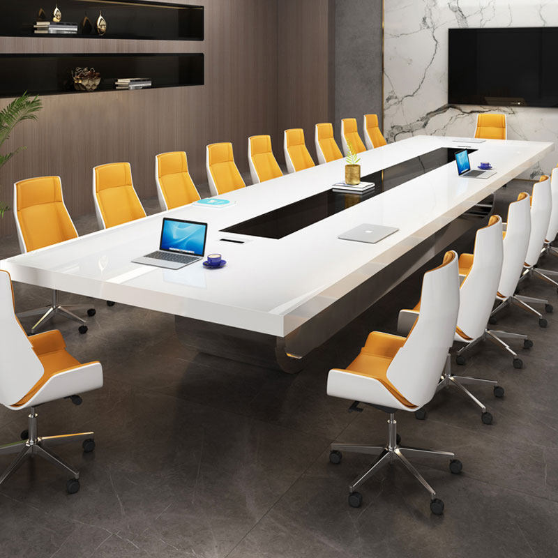 Conference Table Long Table Baking Paint Stainless Steel Modern Atmospheric Bar Desk Negotiating Table Meeting Room Table And Chairs Combination