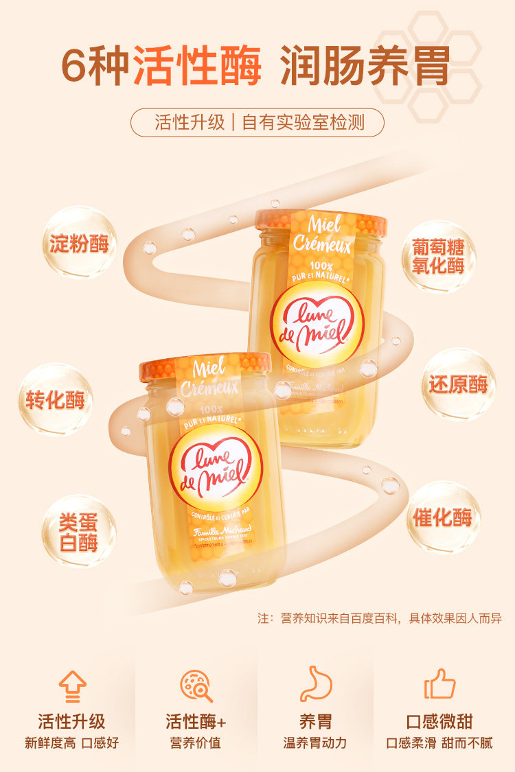 法国进口 Lune de miel 蜜月 无添加百花晶蜜 375g 图4