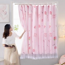 Japanese-style half-curtain princess room decoration bedroom girl warm curtain room blackout finished high-grade punch-free
