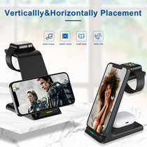 Versatile three-in-one desktop phone wireless charger Apple 12 Watch headphone vertical wireless charging board Fast charge Huawei Xiaomi iPhone11 Samsung General AirPods IWat