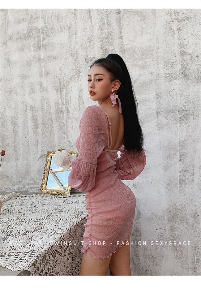 Chụp ảnh suối nước nóng màu hồng đeo mặt nạ mèo trong gió áo tắm nữ một mảnh sexy nàng tiên Fan Gangto tập hợp đồ bơi đi nghỉ - Bộ đồ bơi One Piece