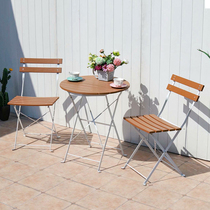 Outdoor balcony small tables and chairon folded three pieces of small household casual tables white courtyard garden leisure tea table