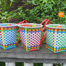 Bamboo-knitted back dolls children back frame baby fish basket Bamboo Woven Decoration Back Basket Back Basket Small Hand Woven Back Basket