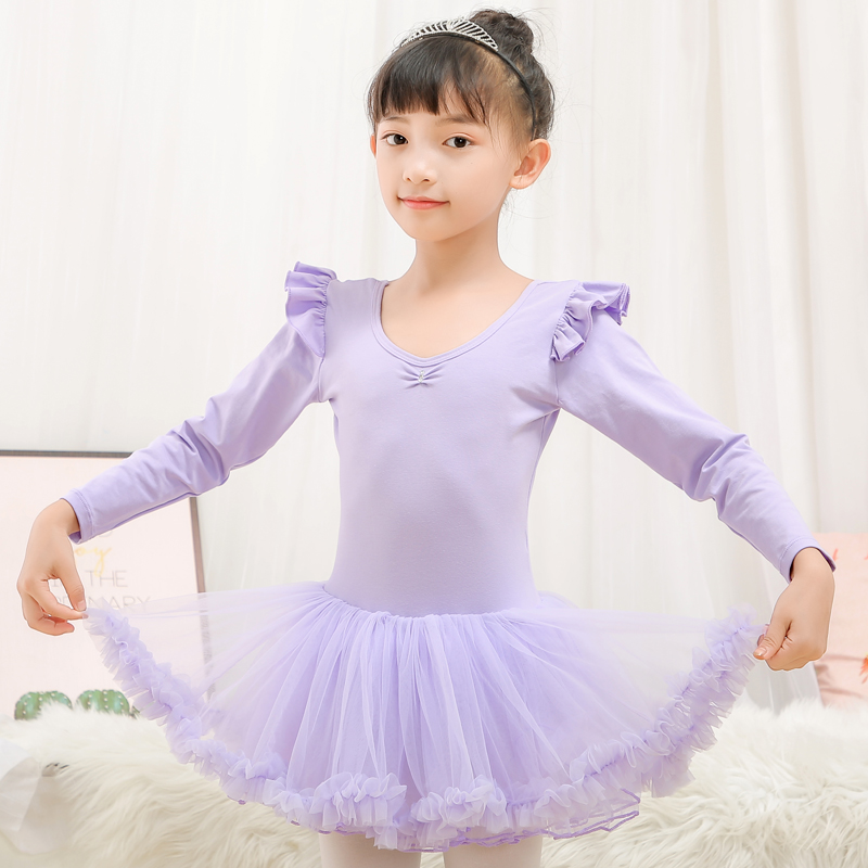 Yiyi children's dance practice clothing women's one-piece skirt autumn and winter one-piece tights long-sleeved Chinese dance examination