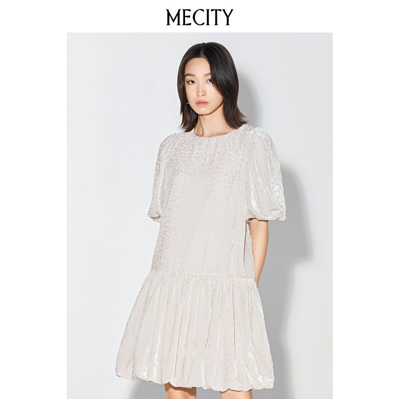 Mecity Women's New Summer Fashion Lace-Up Floral Puff Sleeve Dress Women 544954