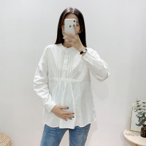 Pregnant women shirt Spring and Autumn New White large size loose bottom clothes fashion long pregnancy Joker shirt