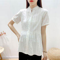 Maternity Shirt Short Sleeve 2021 New Fashion White Short Cotton Top Korean V-neck Short Sleeve Shirt