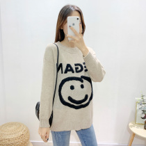 Pregnant women sweater Spring and Autumn new long sleeve long top fashion large size loose smiley face sweater