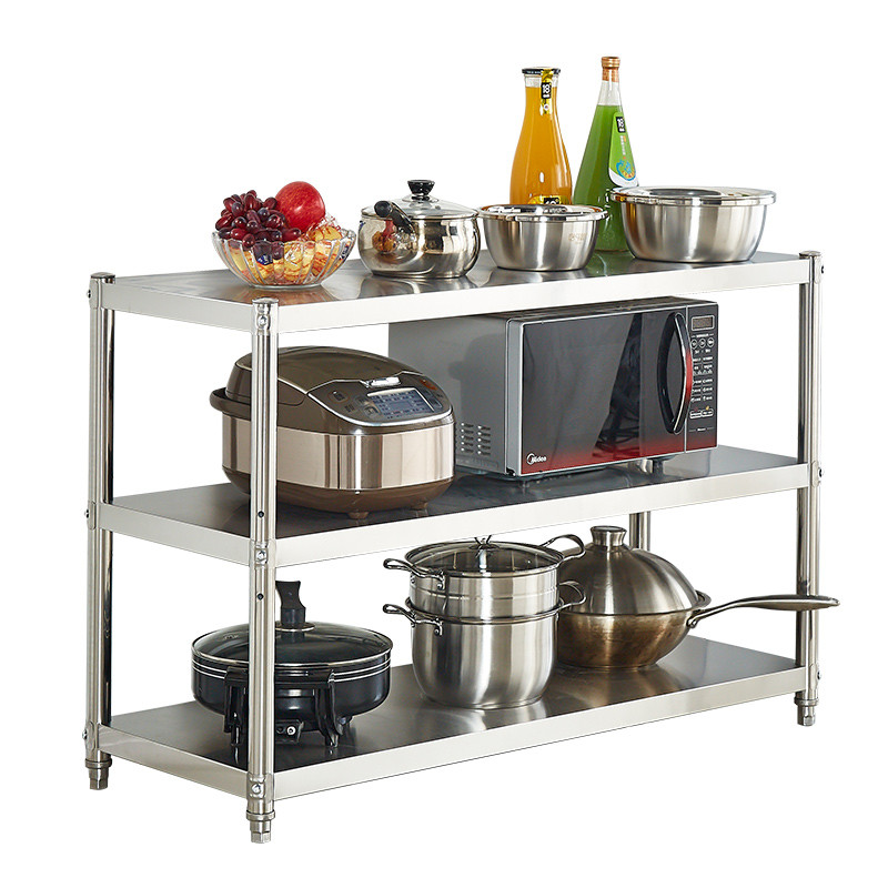 Stainless steel microwave oven Oven Kitchen Shelving Floor Multilayer Containing shelf Three layers of pan shelf Home shelves