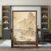 Chinese style screen partition decoration living room solid wood minimalist office small family type bedroom Xuanguan bifacial mobile holder screen