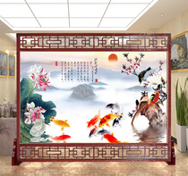 Modern Chinese solid wood screen partition fashion bedroom living room entrance door hotel company office seat Wall