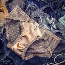 Sexy underwear womens charming ice silk light luxury black lace mesh seamless ultra-thin fairy girls pure cotton pants womens