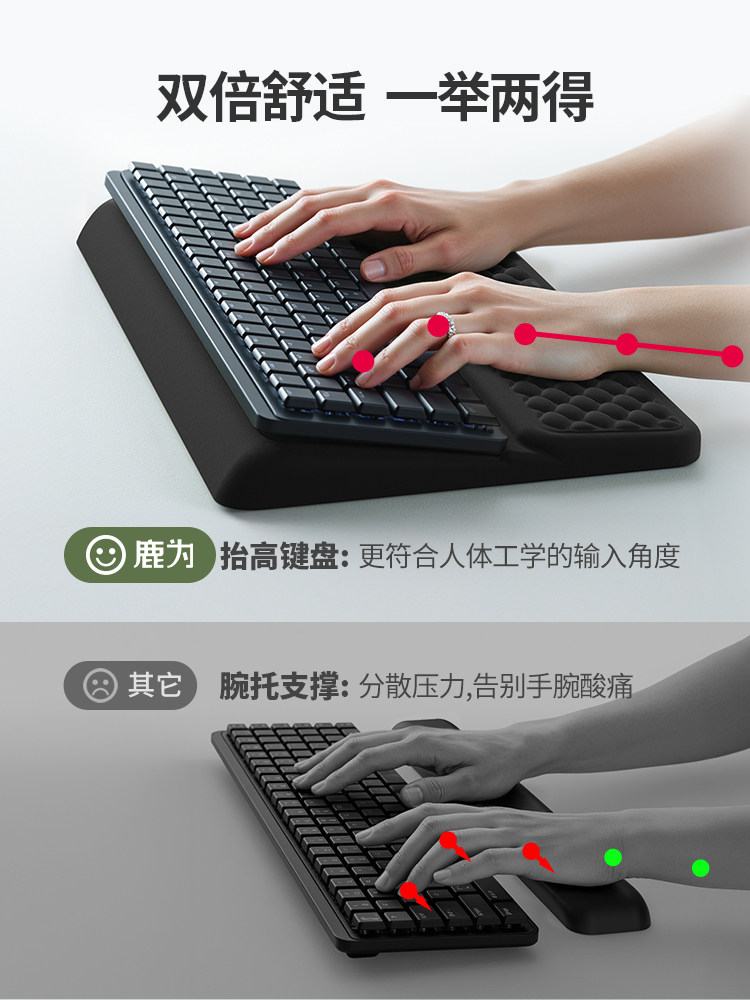 Luwei Mechanical Keyboard Wrist Rest Integrated Support Gaming Keyboard Wrist Pad Memory Foam Wrist Rest Elbow Pad