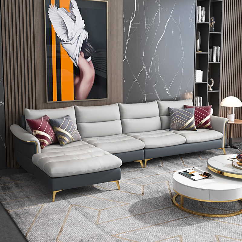 Italian leather sand found a simple Nordic light luxury small household type package three-person living room suite