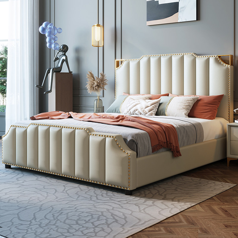 Heineken beauty modern minimalist light luxury Nordic single 1 5 meters double 1 8 meters master box soft solid wood bed