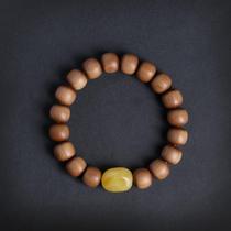 Indian old mountain sandalwood bracelet old-shaped beads in the year of birth with beeswax beads for men and women fashionable retro single circle text