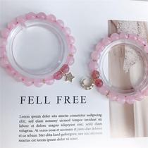 Original natural pink crystal bracelet for women in the year of birth strawberry crystal bracelet student best friend constellation silver jewelry peach blossom marriage
