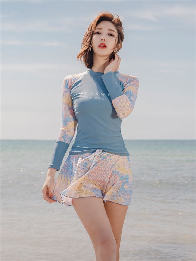 Bình thường bảo thủ áo tắm áo tắm của phụ nữ thể thao cổ cao dài tay dài bụng váy sinh viên kích thước lớn chia hai mảnh phù hợp - Bộ đồ bơi hai mảnh