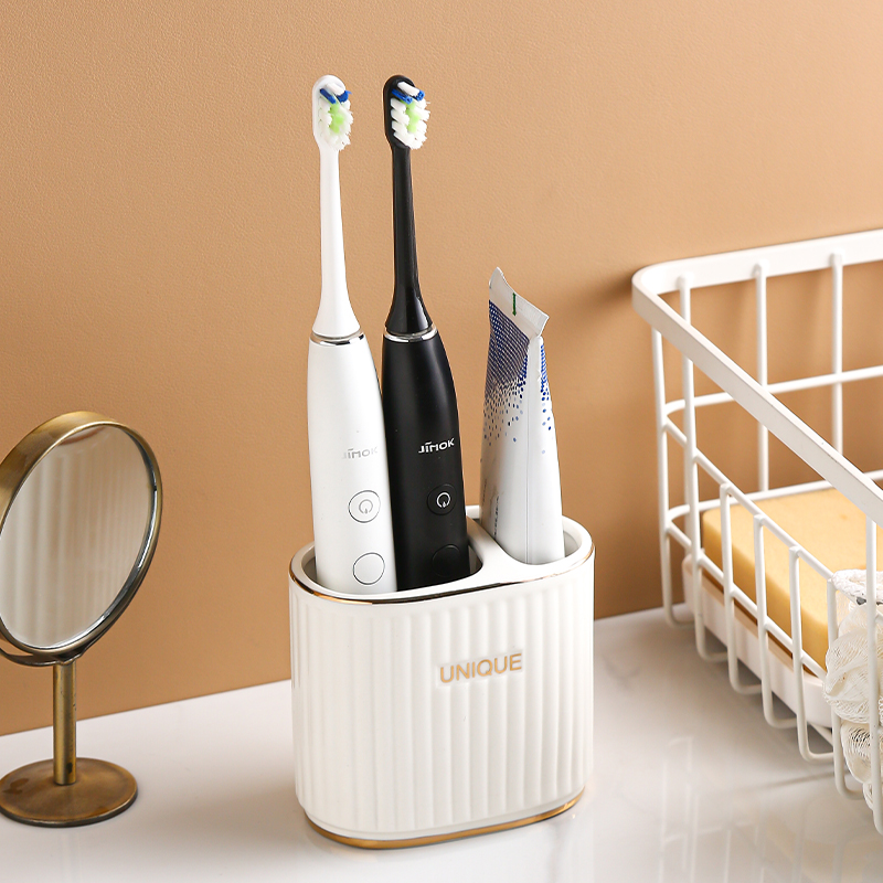 Description Golden Luxury Ceramic Electric Toothbrush frame without punch bathroom toothpaste comb receiver bucket