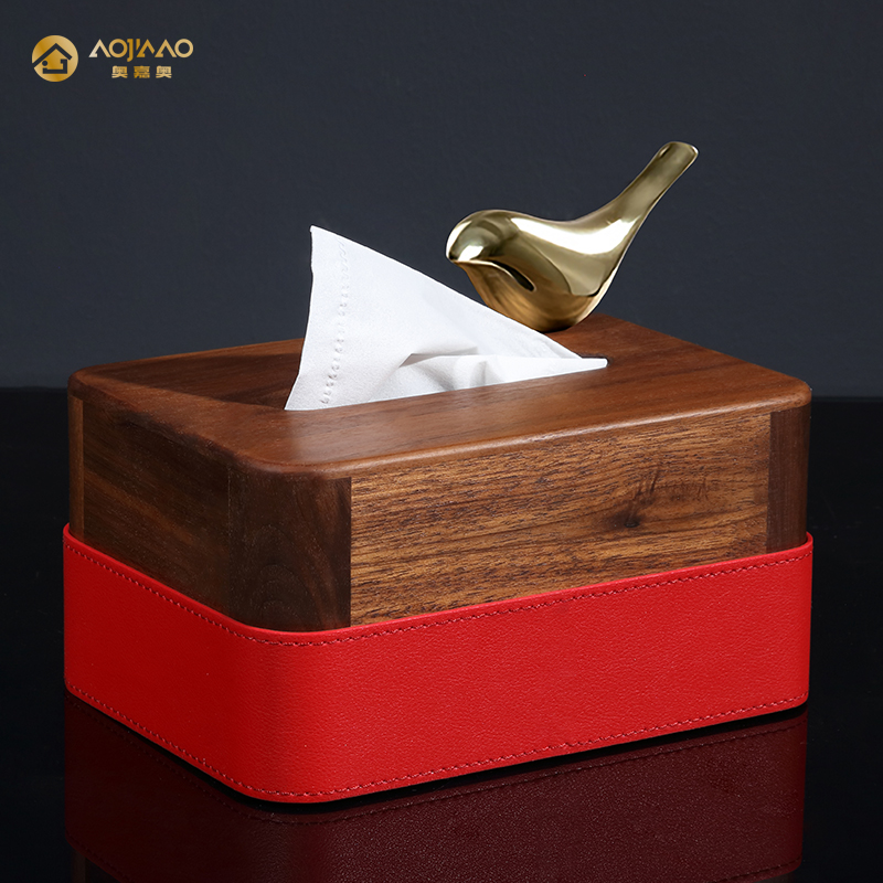 Walnut tissue box living room new Chinese style storage box dining table coffee table bedroom light luxury home napkin paper box