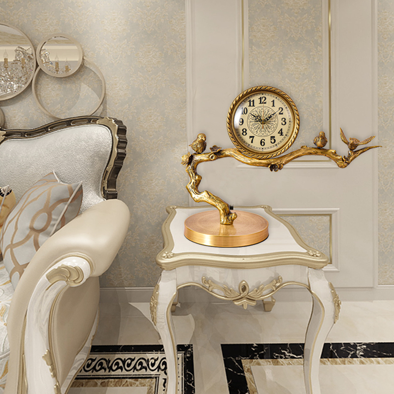 European-style clock living room home grandfather clock decoration creative copper ornament light luxury fashion simple atmosphere silent quartz clock