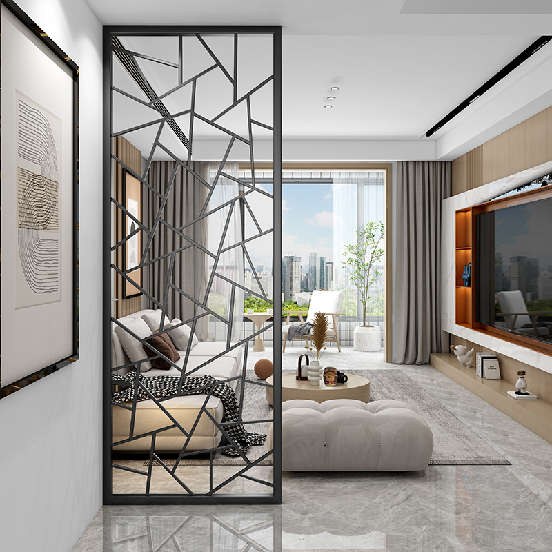 Nordic wrought iron screen partition dining room light luxury entrance porch net red decoration modern metal grille hollow wall