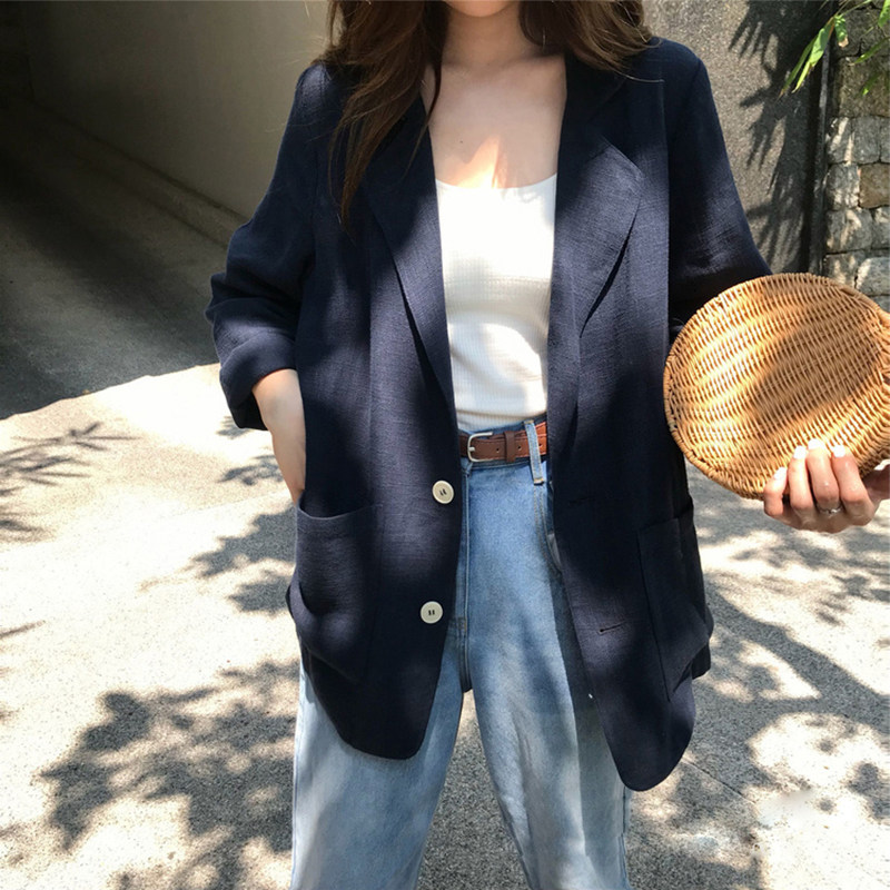 Cotton suit coat female thin 2021 new sun - proof Korean version of the new sun - proof Korean edition relaxed British wind casual suit tide