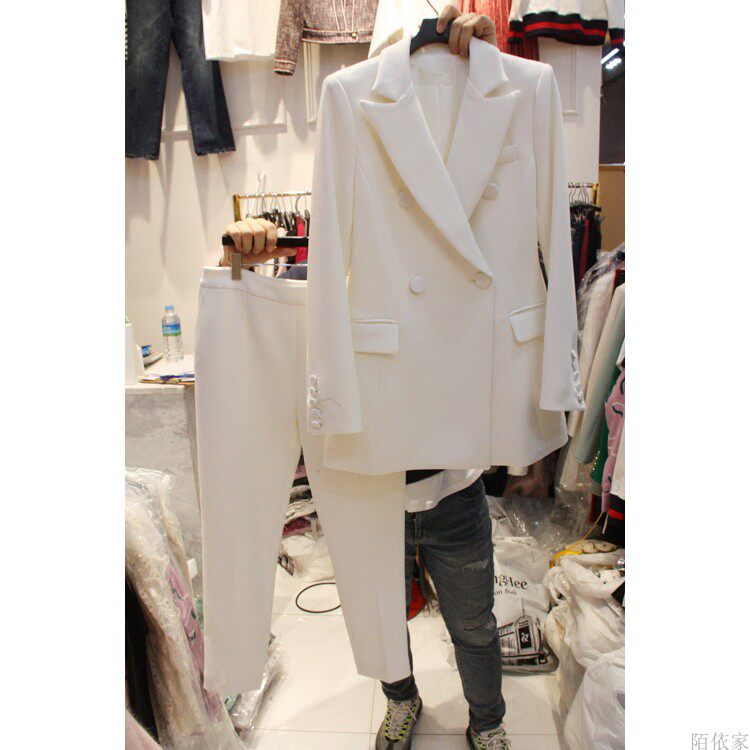 Professional suit suit female Han Edition 2021 new spring and autumn British wind white suit coat pants leisure