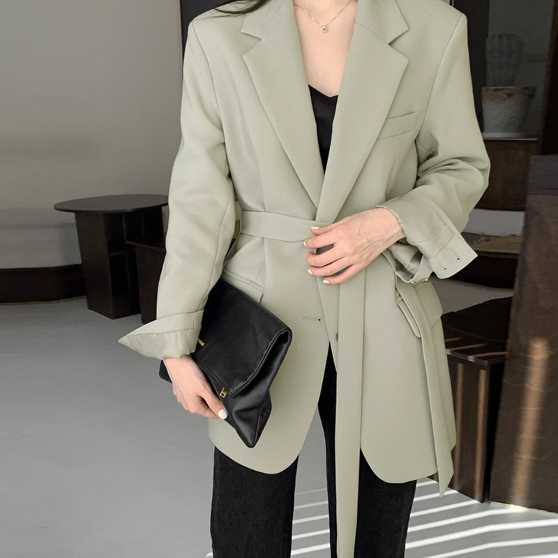 Green Small Suit Jacket Lady Spring Autumn Style Superior Temperament Casual Cashew Lace Suit for a long version in Western-style dress