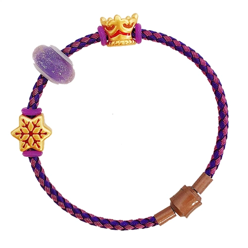 Браслет с одной бусиной, стальная проволка, корона с бусинами ручной работы, 3D, со снежинками, DIY