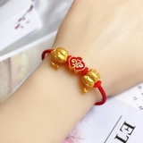 Браслет с одной бусиной, золотые аксессуары, браслет из красной нити, китайский гороскоп
