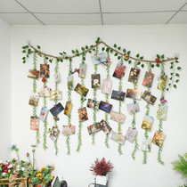Self-adhesive creative hemp rope simulated flowers trees and vines wall scenery hanging photos photo wall living room punch-free wall decoration