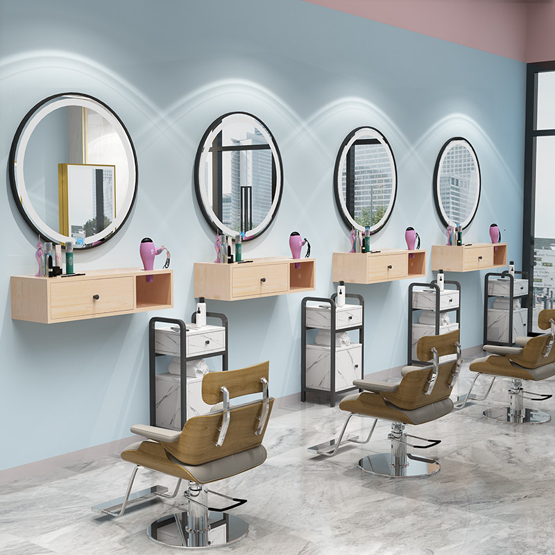 Web red hair lens gallery special LED with lamp wall hanging stamping cutting mirror simple one hair mirror