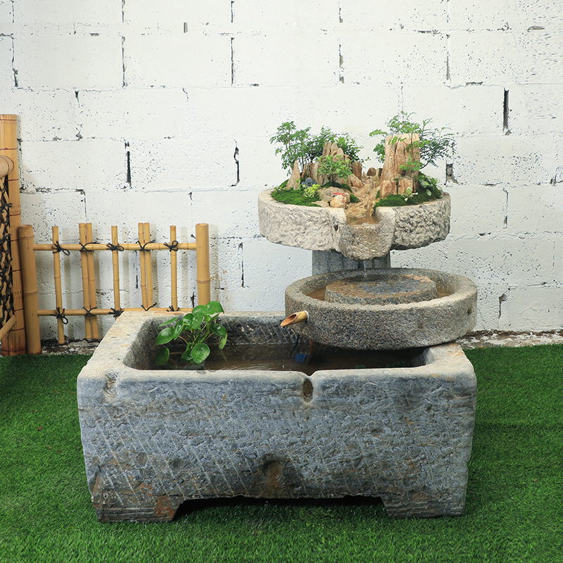 Old Stone Trough Flowing Water Swing Pieces Horse Tank Fish Tank Green Stone Outdoor Patio Sink Fish Basin Old Stone Vat Villa Garden Decoration