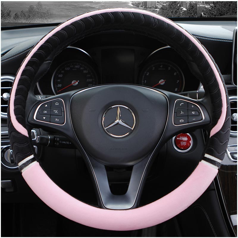 Plush D type winter warm car to thicken short plush car steering wheel sleeve cartoon female car interior