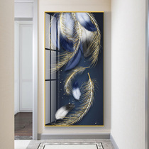 Entrance Xuanguan Decoration Painting Modern Brief Corridor Vertical Version Mural Paintings Abstract Ideas Light Extravagant Personality Feather Hanging Paintings