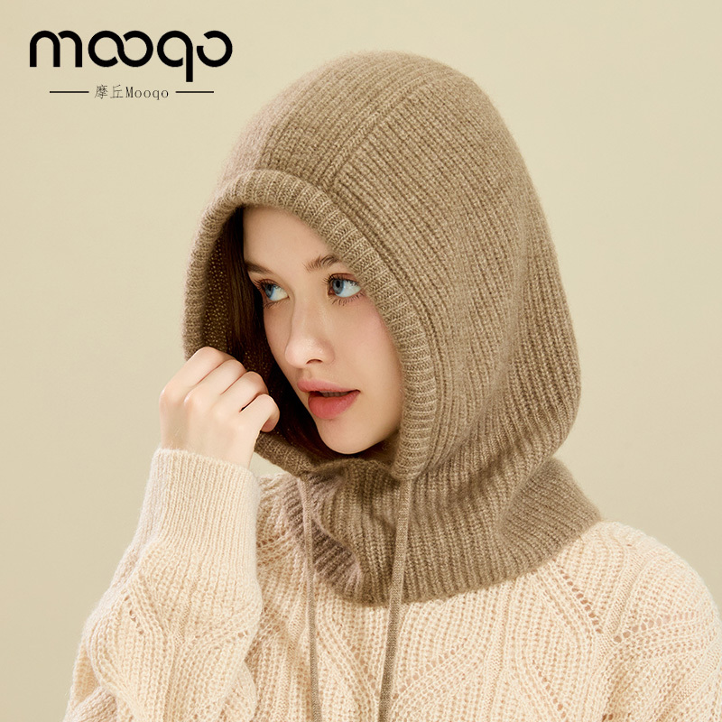 100% Pure Cashmere Hat and Scarf Combo for Women, Winter Hooded Neck Warmer, Winter Neck Gaiter, Balaclava, Fake Collar