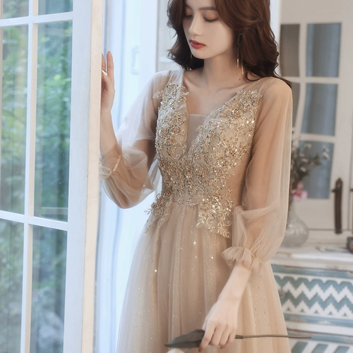 Элитное платье подружки невесты, цвета шампанского, изысканный стиль, подходит для подростков, размер