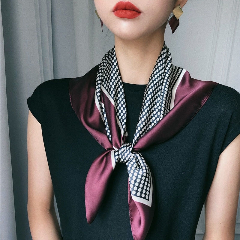 Literary and artistic young women white-collar collocation work wear small square scarf silk scarf female net red Douyin stewardess with the same ins elements