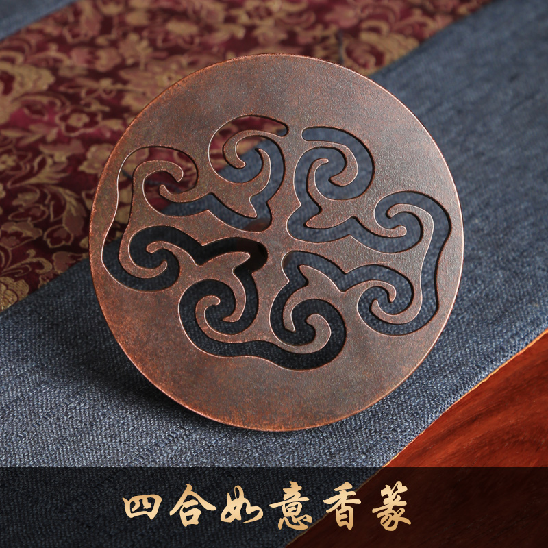 Fragrant seal die tetrad like Serve with large size pure bronze Chandau utensil with tumulus incense print 12cm Increase of the wood handle