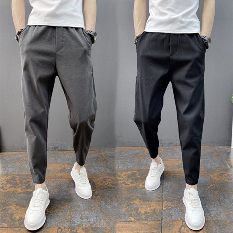 Casual Pants Autumn Winter Plus Suede Boarder Male Net Red ruffles handsome in Korean version Little footed pants Social little guys bunches 90% Pants-Taobao