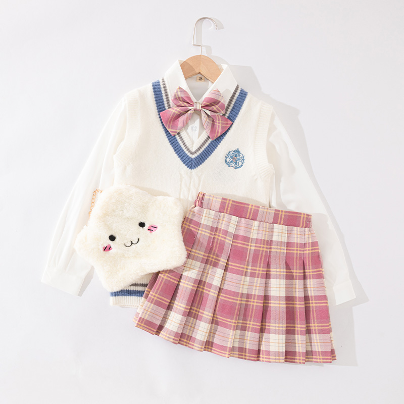 Kids jk uniform skirt autumn dress 10 fall girls autumn winter vest set genuine elementary school student 12 years old child skirt