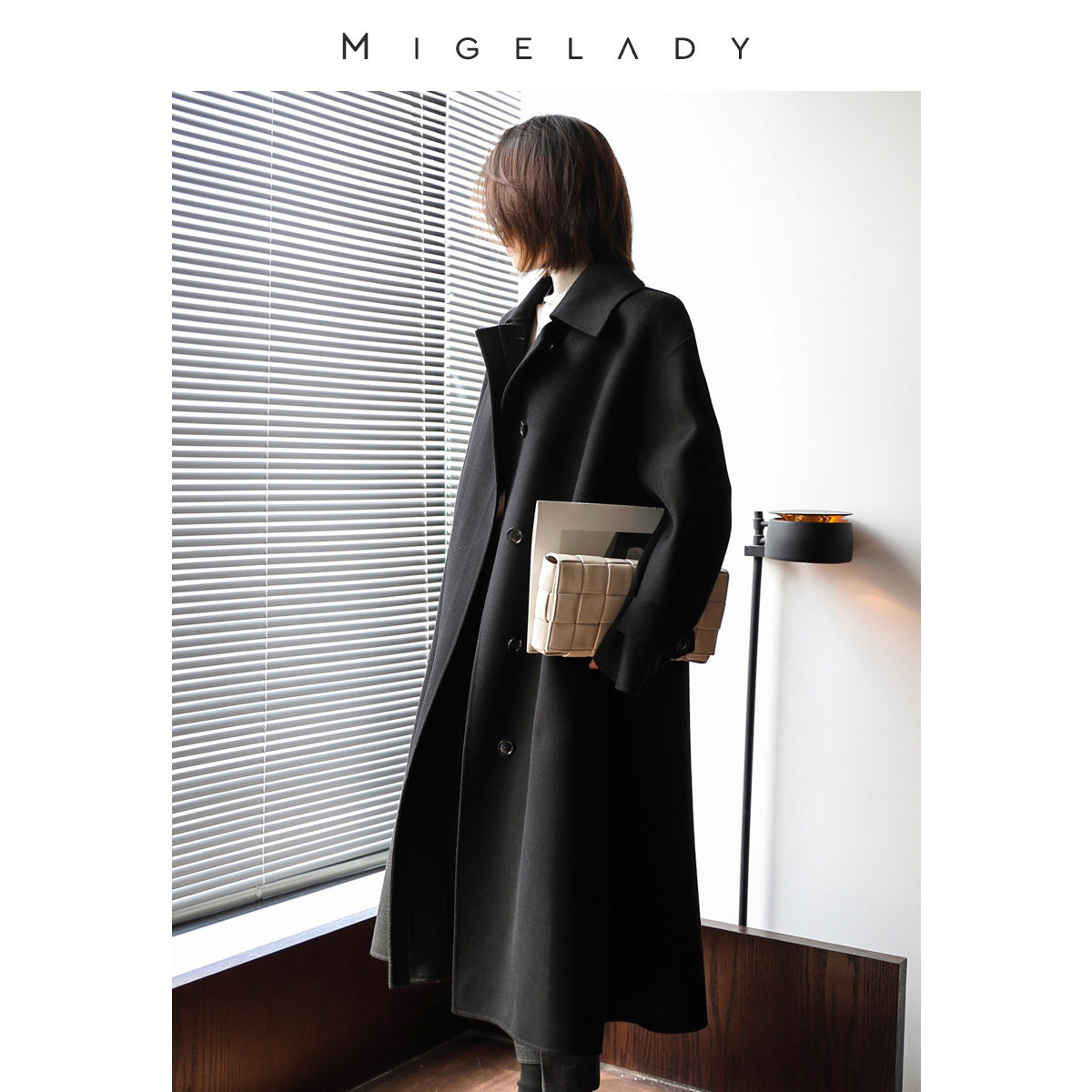 Only 799 ) Black Wool Cover Herburn Double - sided Double - Double - sided Double - coat coat of soft whisk